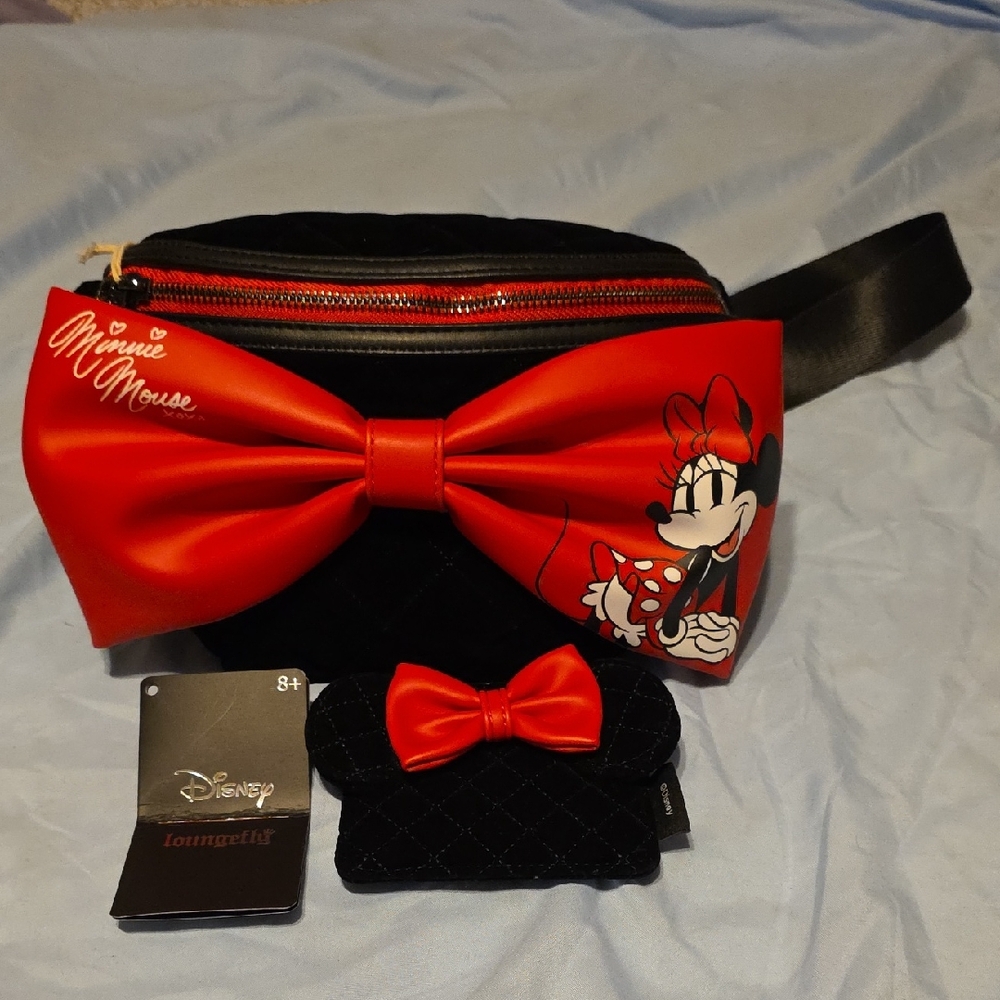 Loungefly Minnie Mouse Black and Red Bow Crossbody